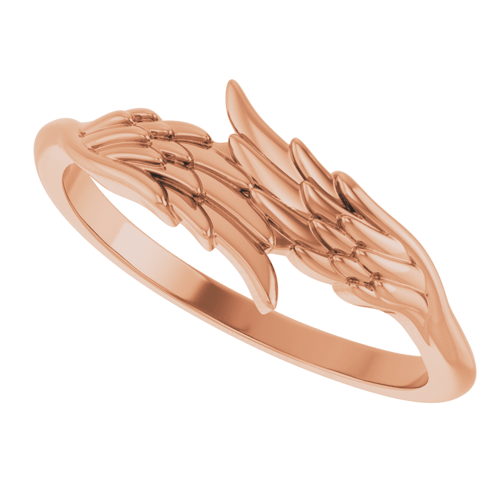 14K Gold Stackable Angel Wings Ring