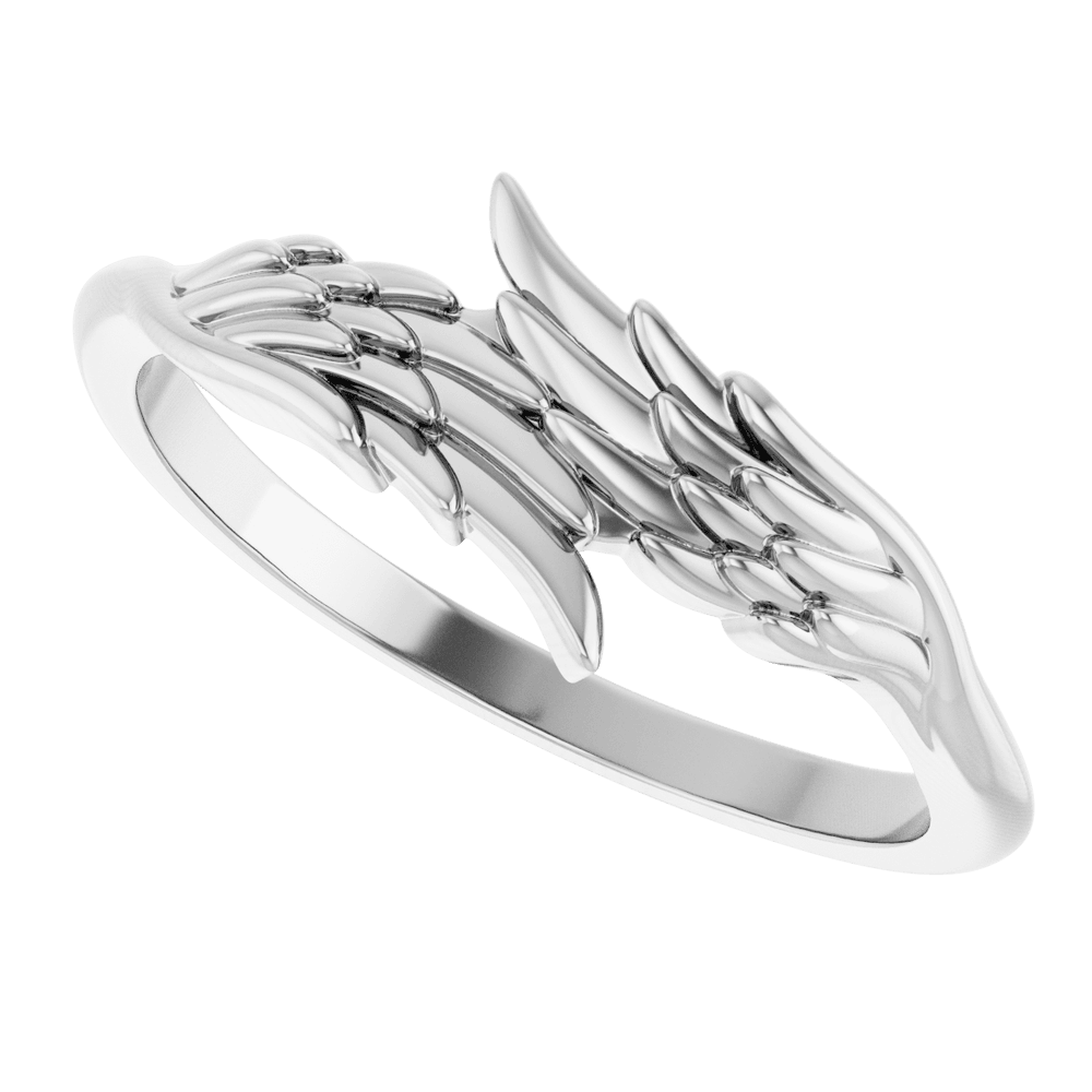 14K Gold Stackable Angel Wings Ring