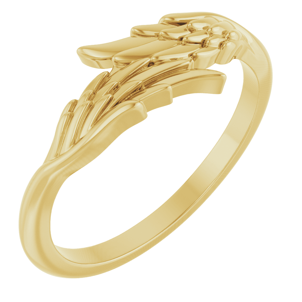 14K Gold Stackable Angel Wings Ring