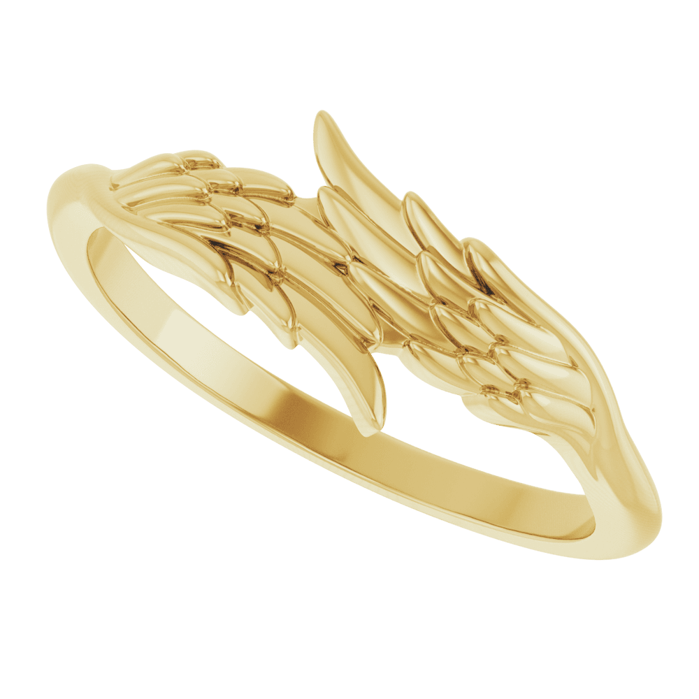 14K Gold Stackable Angel Wings Ring