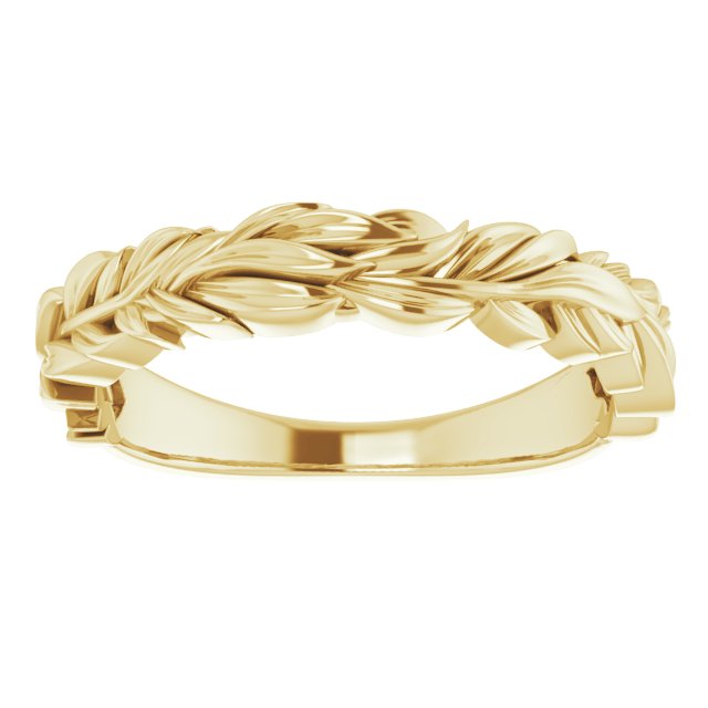 14K Gold Stackable Wreath Leaf Ring