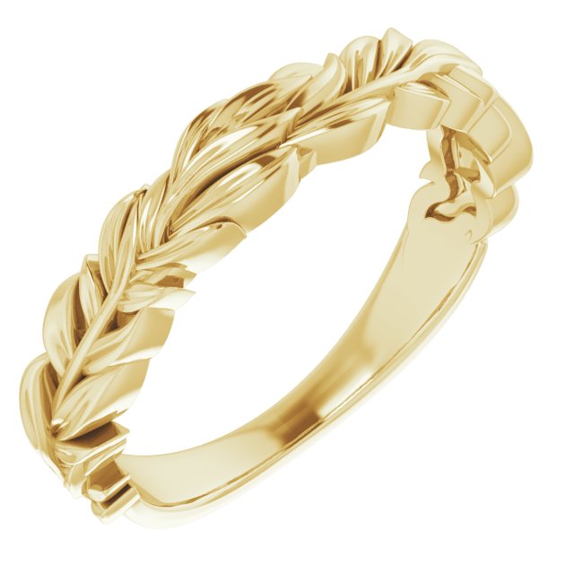 14K Gold Stackable Wreath Leaf Ring