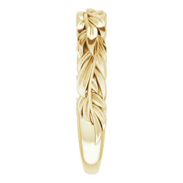 14K Gold Stackable Wreath Leaf Ring