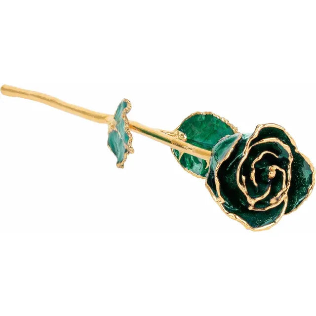 Emerald Colored Gold Rose with 24K Gold Trim