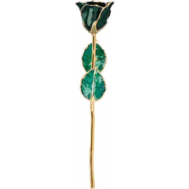 Emerald Colored Gold Rose with 24K Gold Trim