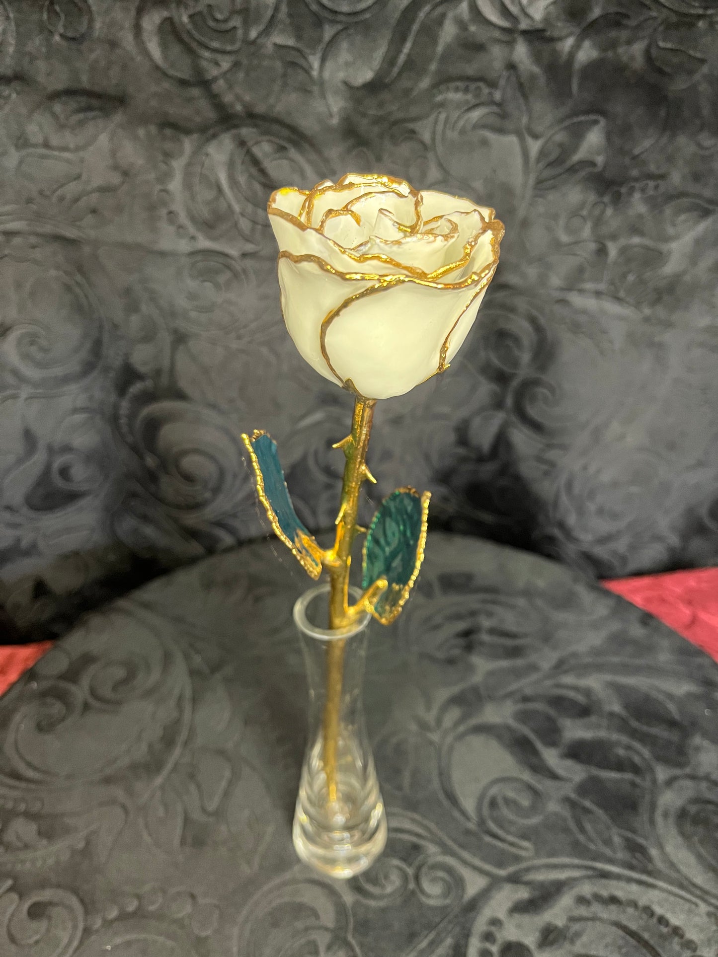 White Rose with 24K Gold Trim