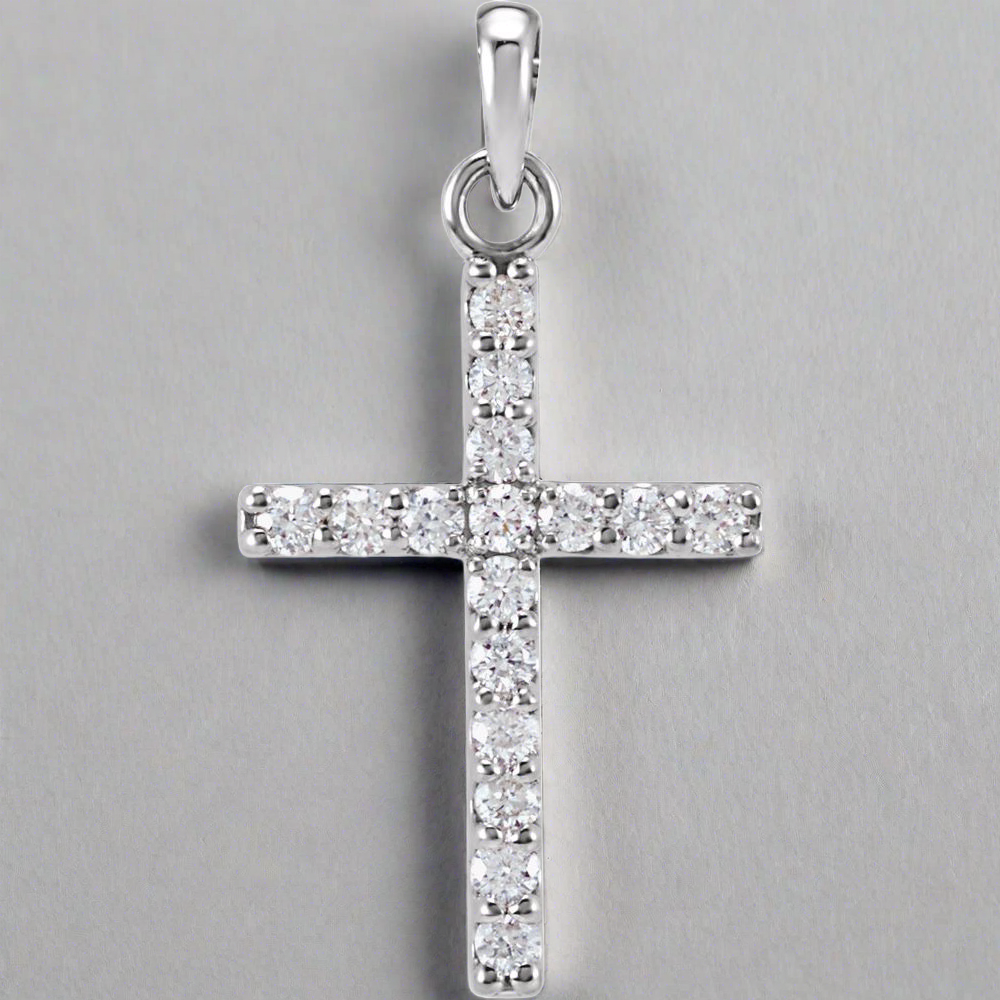 14K Gold Diamond Cross Pendant