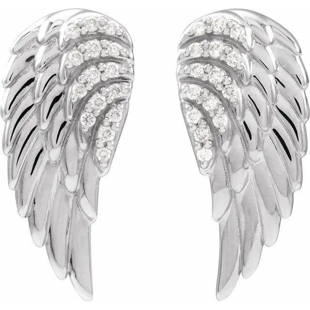 Gold Angel Wing Earrings with Diamonds