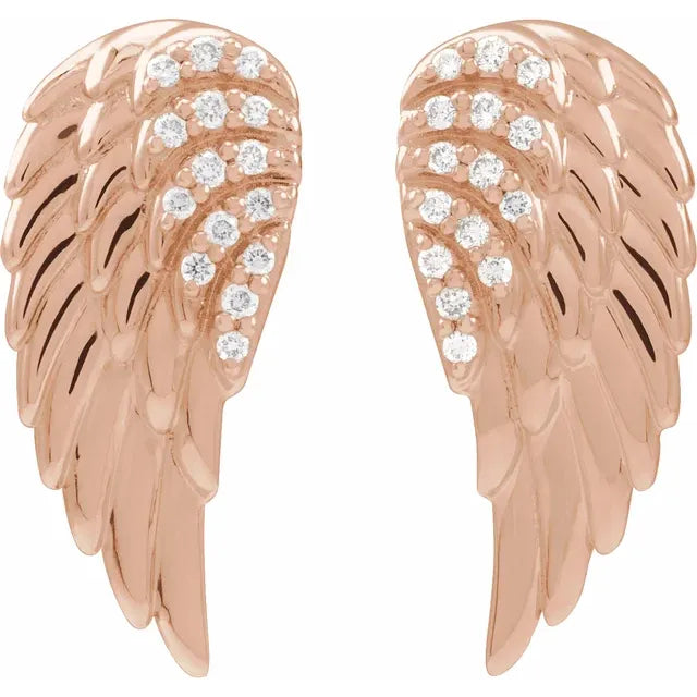 Gold Angel Wing Earrings with Diamonds