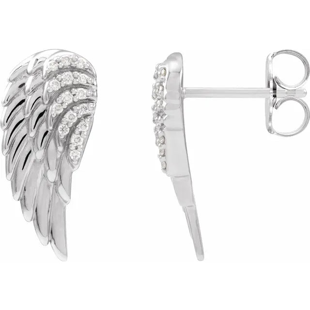 Gold Angel Wing Earrings with Diamonds