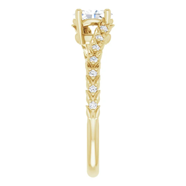 Vine Inspired Oval Diamond Engagement Ring
