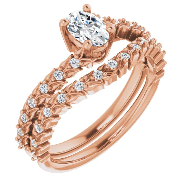 Vine Inspired Oval Diamond Engagement Ring