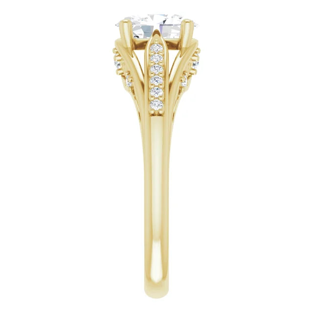 Oval Diamond Accented Engagement Ring