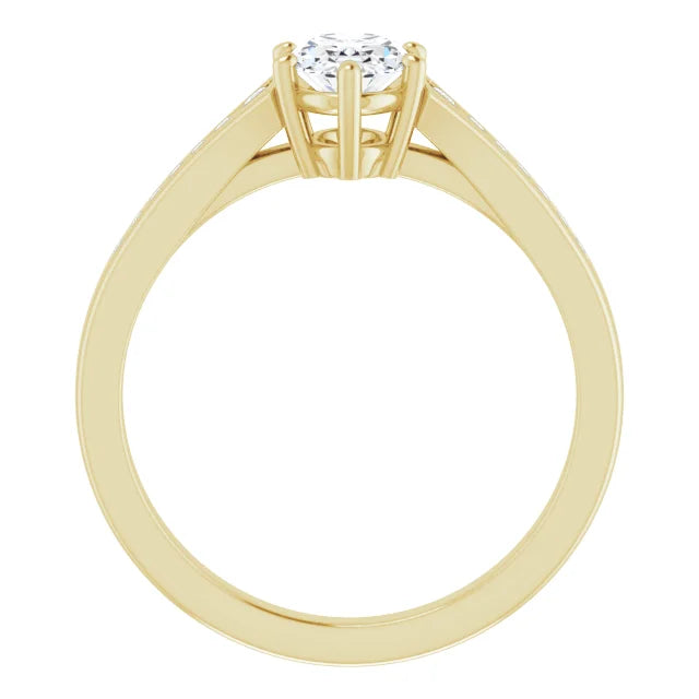 Oval Diamond Accented Engagement Ring