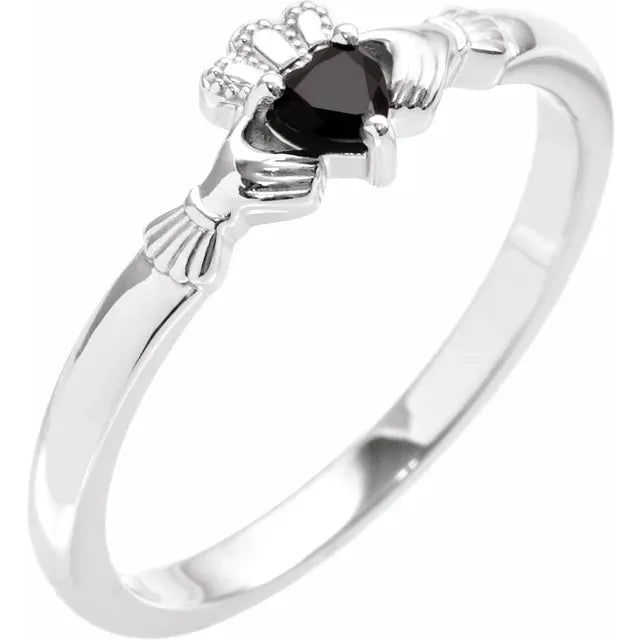 Sterling Silver Onyx Claddagh Ring