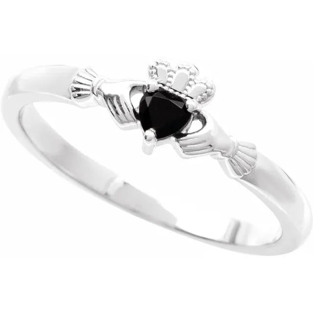 Sterling Silver Onyx Claddagh Ring