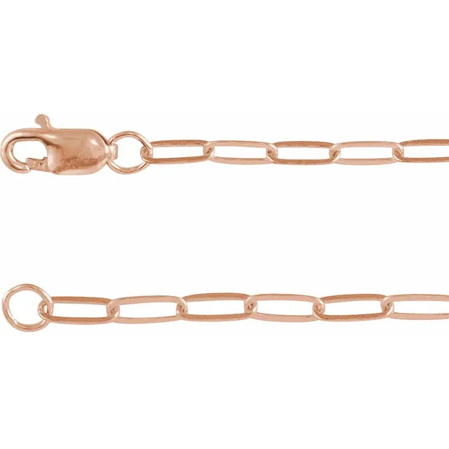 14K Gold Elongated Link Cable Chain