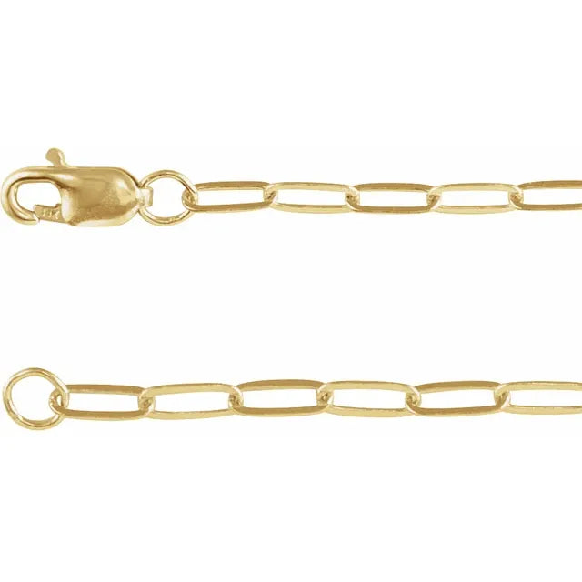 14K Gold Elongated Link Cable Chain