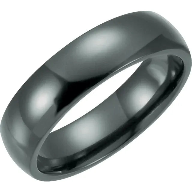 Black Titanium Domed Polished Band