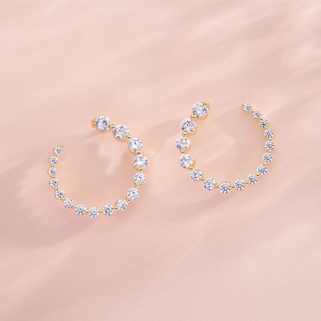 Diamond front-back earrings