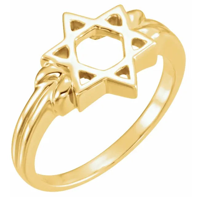 10K Yellow Gold Star of David Ring