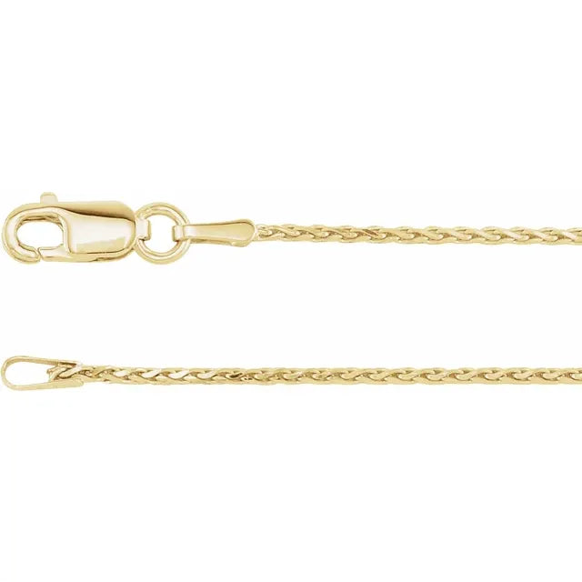 14K Gold 1.05mm Diamond Cut Wheat Chain