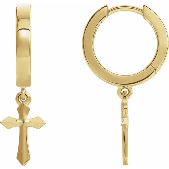 Gold Cross Drop Earrings