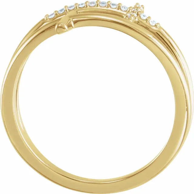 14K Gold & Diamond Double Cross Ring