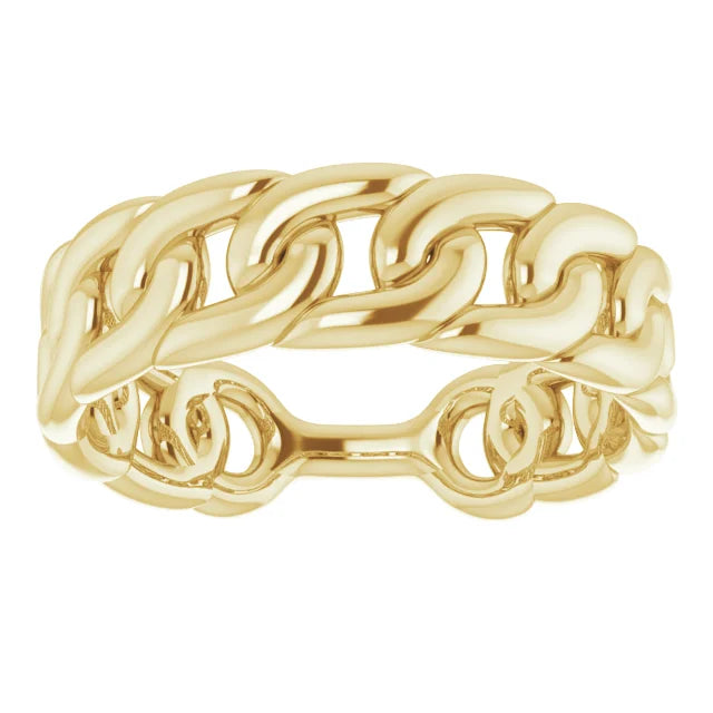 14K Gold Stackable Chain Link Ring