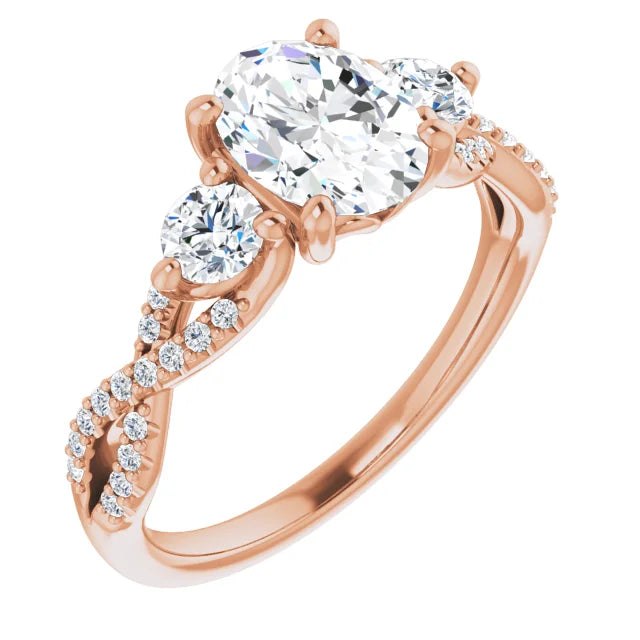 Three Stone Emerald Diamond Engagement Ring