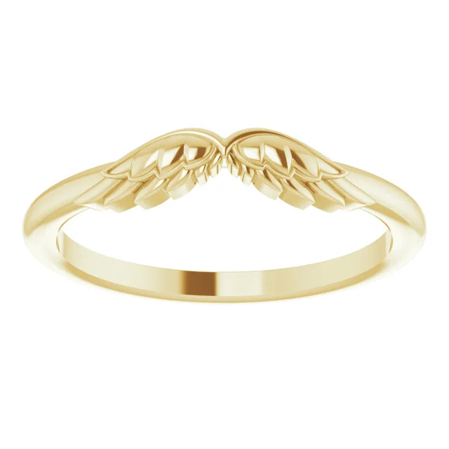 14K Gold Stackable Angel Wings Ring