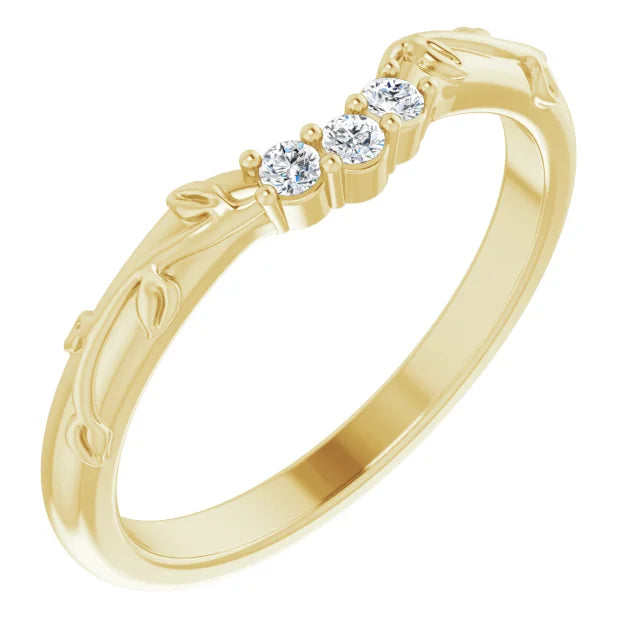 Floral Round Solitaire Diamond Engagement Ring