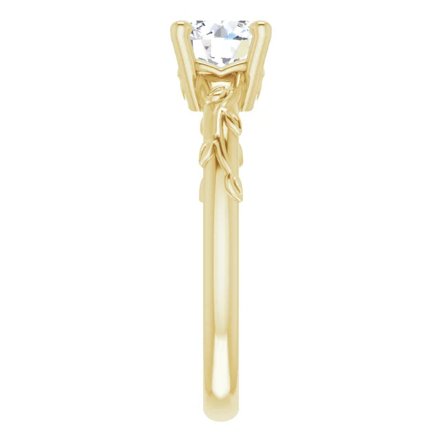 Floral Round Solitaire Diamond Engagement Ring