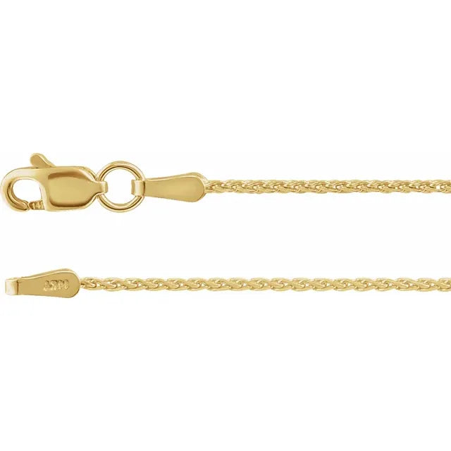 14K Gold 1.05mm Diamond Cut Wheat Chain