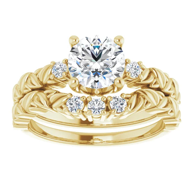 Floral Round Diamond Engagement Ring