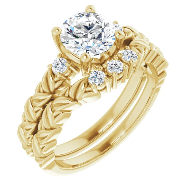 Floral Round Diamond Engagement Ring