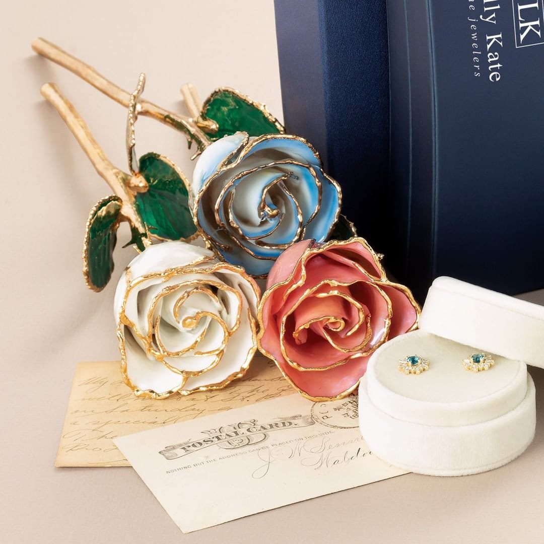 White Rose with 24K Gold Trim