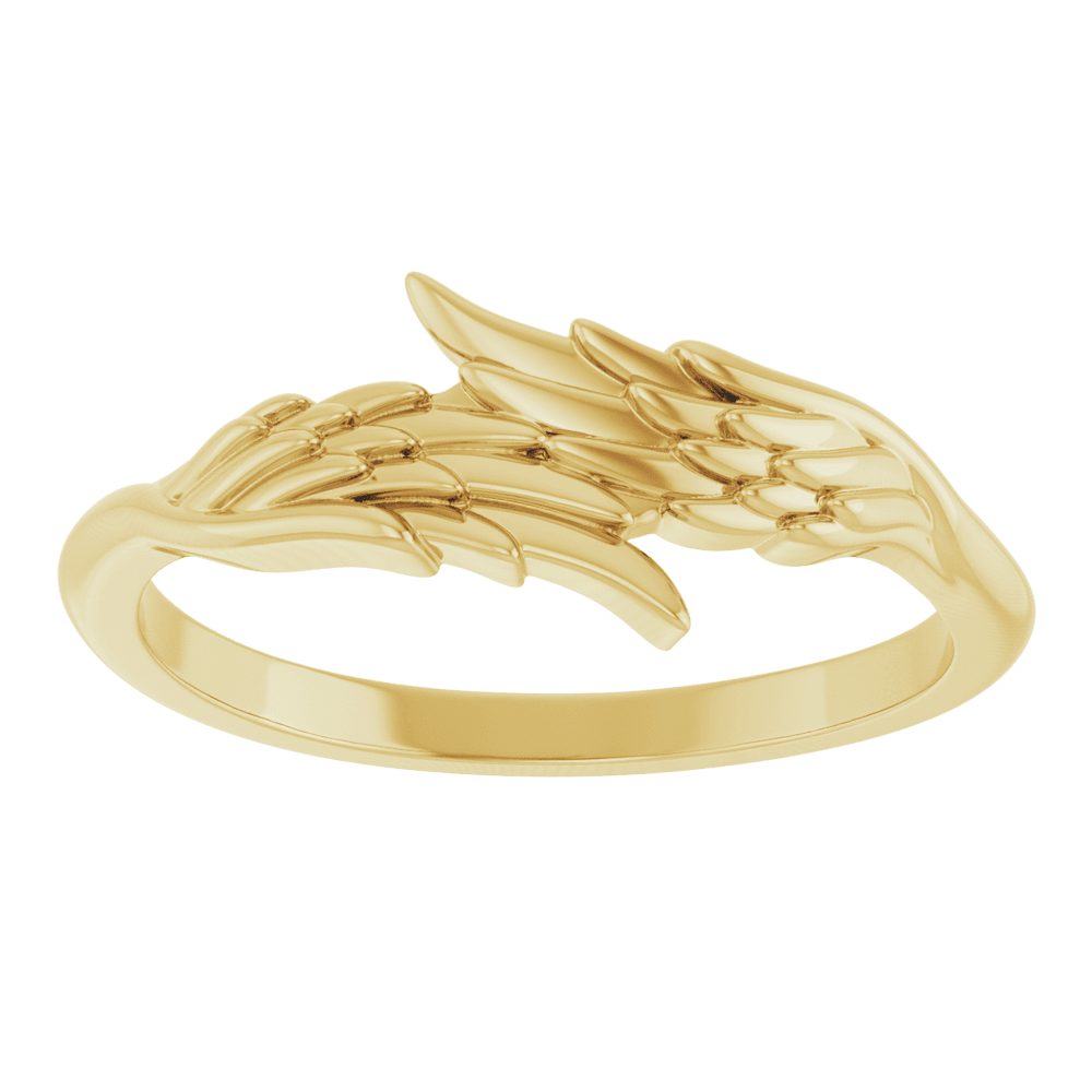 14K Gold Stackable Angel Wings Ring