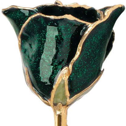 Emerald Colored Gold Rose with 24K Gold Trim
