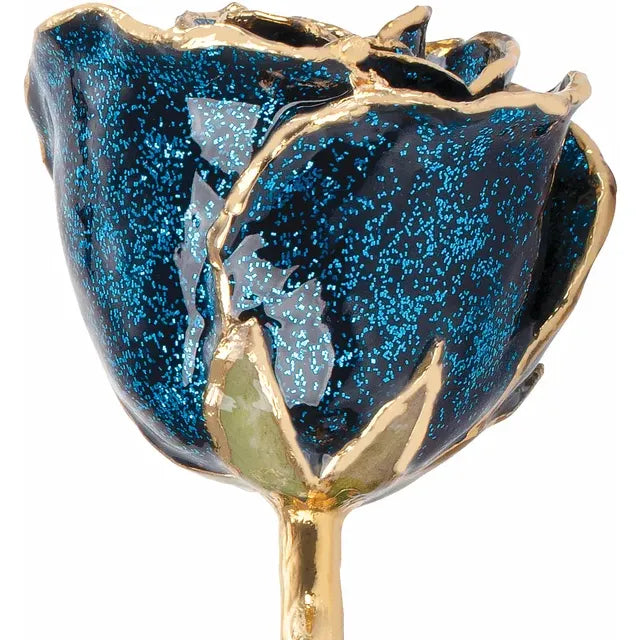 Sparkle Blue Gold Rose with 24K Gold Trim