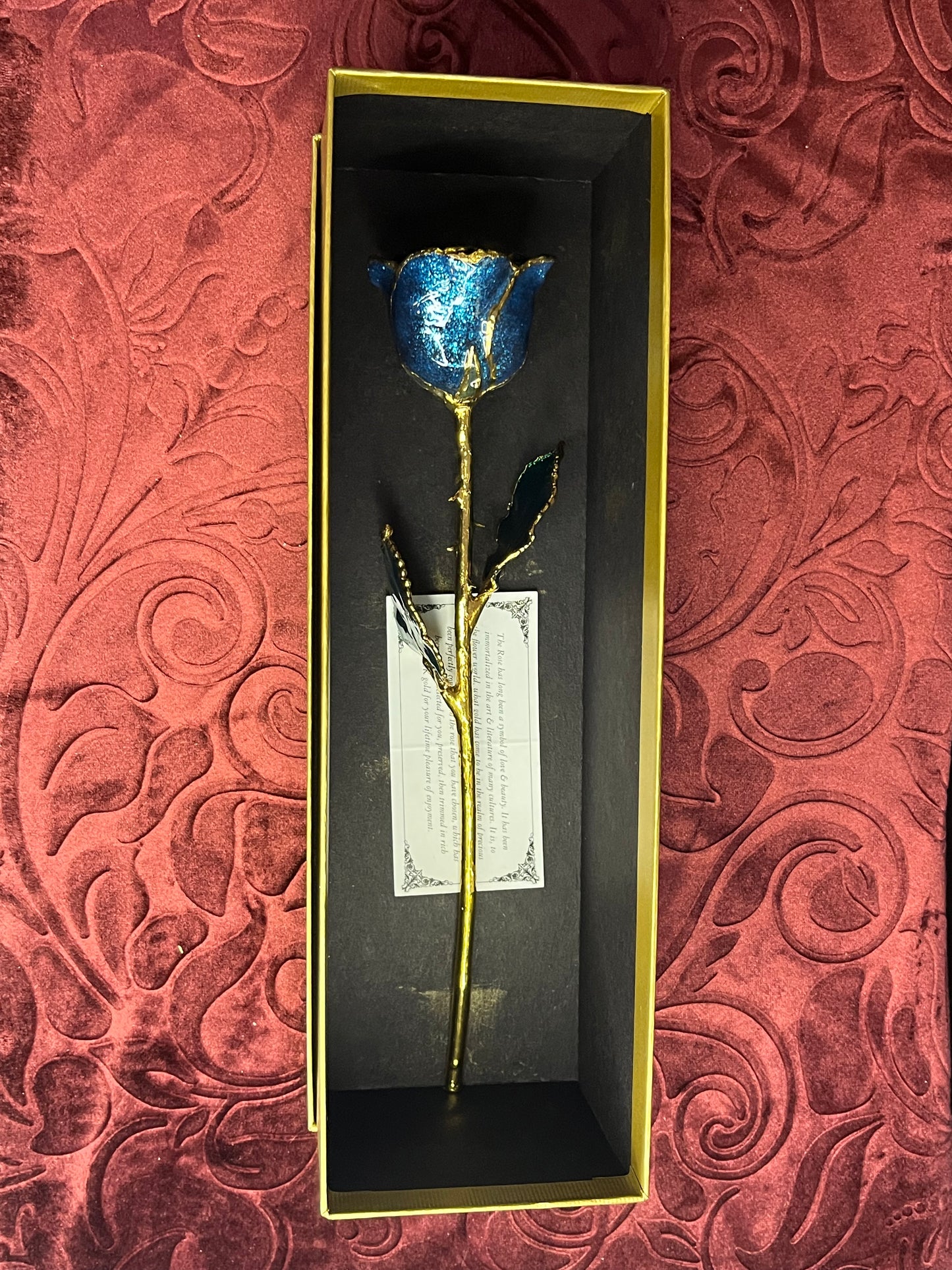 Sparkle Blue Gold Rose with 24K Gold Trim