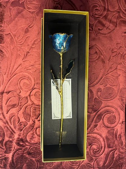 Sparkle Blue Gold Rose with 24K Gold Trim