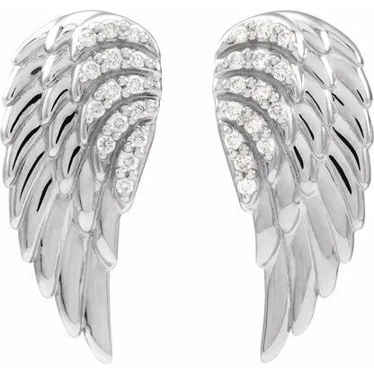 Gold Angel Wing Earrings with Diamonds