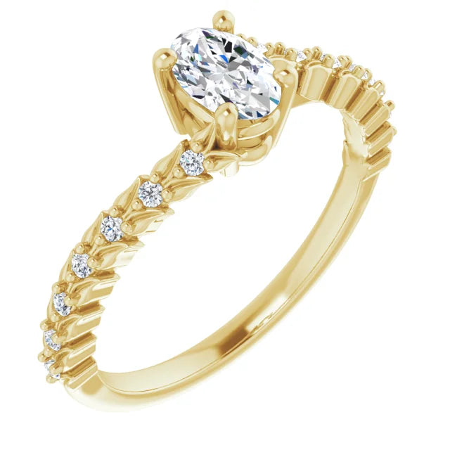 Vine Inspired Oval Diamond Engagement Ring
