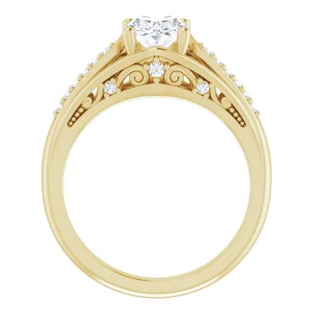 Oval Diamond Accented Engagement Ring