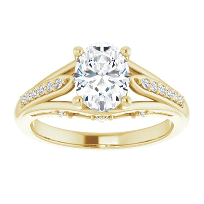 Oval Diamond Accented Engagement Ring