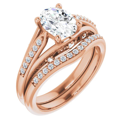 Oval Diamond Accented Engagement Ring