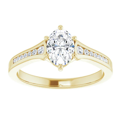 Oval Diamond Accented Engagement Ring