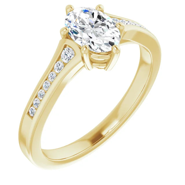 Oval Diamond Accented Engagement Ring