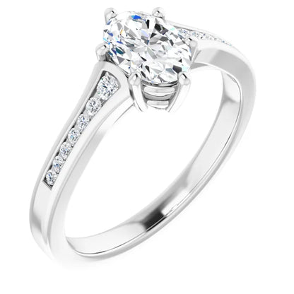 Oval Diamond Accented Engagement Ring